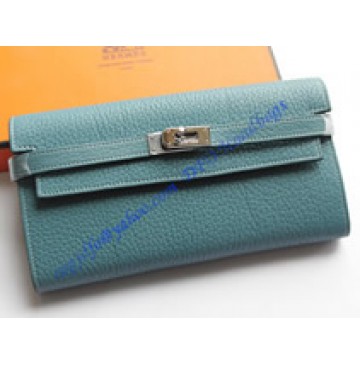 Hermes Kelly Long Wallet HW708 blue
